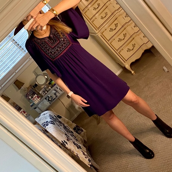 Purple sweater dress with tassel ties - Picture 3 of 10